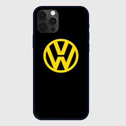 Чехол для iPhone 12 Pro Volkswagen logo yellow, цвет: 3D-черный