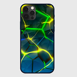 Чехол для iPhone 12 Pro Неоновые яркие зеленые плиты с желтым светом, цвет: 3D-черный