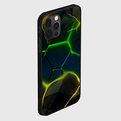 Чехол для iPhone 12 Pro Неоновые яркие зеленые плиты с желтым светом, цвет: 3D-черный — фото 2