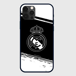 Чехол для iPhone 12 Pro Реал мадрид белое лого, цвет: 3D-черный