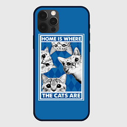 Чехол для iPhone 12 Pro Home is where the cats are, цвет: 3D-черный