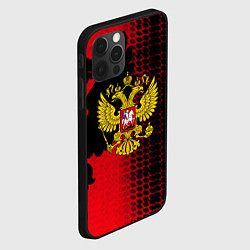 Чехол для iPhone 12 Pro Россия герб патриотический стиль, цвет: 3D-черный — фото 2