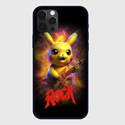 Чехол для iPhone 12 Pro Пикачу рок звезда с электрогитарой, цвет: 3D-черный