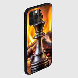 Чехол для iPhone 12 Pro Шахматы - король на фоне огня, цвет: 3D-черный — фото 2