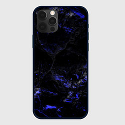 Чехол для iPhone 12 Pro Потертая синяя текстура, цвет: 3D-черный