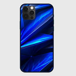 Чехол для iPhone 12 Pro Синяя геометрическая абстракция, цвет: 3D-черный