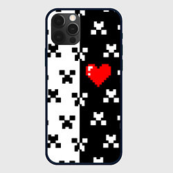 Чехол для iPhone 12 Pro Minecraft pattern love, цвет: 3D-черный