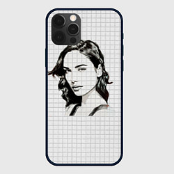 Чехол для iPhone 12 Pro Рисунок Галь Гадот в тетради в клетку, цвет: 3D-черный