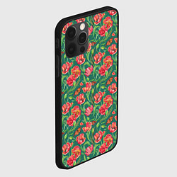 Чехол для iPhone 12 Pro Тюлпаны с бабочками, цвет: 3D-черный — фото 2