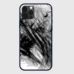 Чехол для iPhone 12 Pro Серый абстрактный серо-черный шрих, цвет: 3D-черный