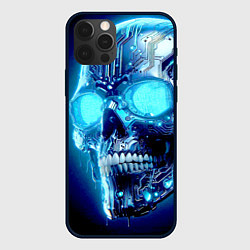 Чехол для iPhone 12 Pro Neon cyber skull - ai art, цвет: 3D-черный