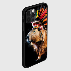 Чехол для iPhone 12 Pro Капибара индеец, цвет: 3D-черный — фото 2