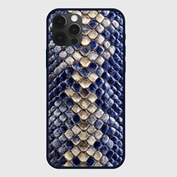 Чехол для iPhone 12 Pro Синяя и серая кожа змеи, цвет: 3D-черный