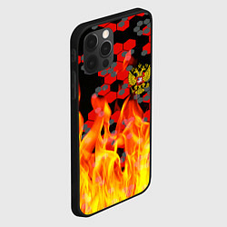 Чехол для iPhone 12 Pro Герб РФ броня в огне, цвет: 3D-черный — фото 2