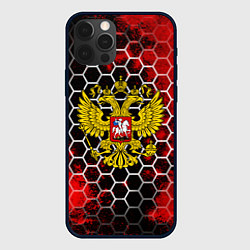 Чехол для iPhone 12 Pro Герб РФ краски броня, цвет: 3D-черный