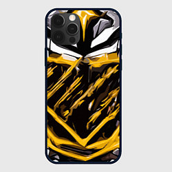 Чехол для iPhone 12 Pro Yellow and white abstraction on a black background, цвет: 3D-черный