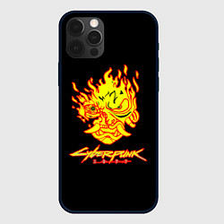 Чехол для iPhone 12 Pro Cyberpunk 2077 fire logo, цвет: 3D-черный