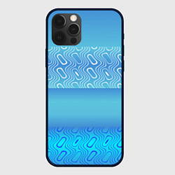 Чехол для iPhone 12 Pro Синие и белые волны, цвет: 3D-черный