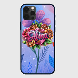 Чехол для iPhone 12 Pro Алина объемные розы, цвет: 3D-черный