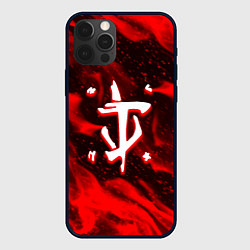 Чехол для iPhone 12 Pro Doom logo fire, цвет: 3D-черный