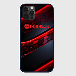 Чехол для iPhone 12 Pro Deadlock logo красные соты и неон, цвет: 3D-черный