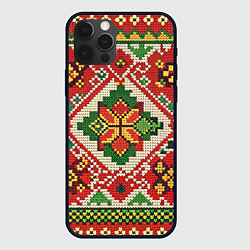 Чехол для iPhone 12 Pro Классические русские узоры и орнамент, цвет: 3D-черный