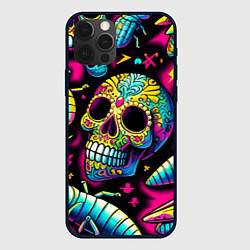 Чехол для iPhone 12 Pro Мексиканский череп и личинки насекомых - нейроарт, цвет: 3D-черный