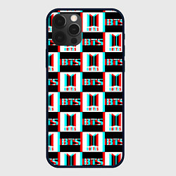 Чехол для iPhone 12 Pro BTS glitch pattern, цвет: 3D-черный