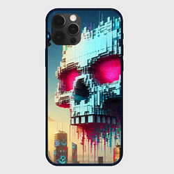 Чехол для iPhone 12 Pro Cool pixel skull - ai art fantasy, цвет: 3D-черный