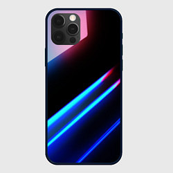 Чехол для iPhone 12 Pro Неоновые линии текстура, цвет: 3D-черный