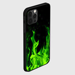 Чехол для iPhone 12 Pro Огонь зелёный текстура, цвет: 3D-черный — фото 2