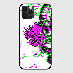 Чехол для iPhone 12 Pro Cyberpunk neon dragon, цвет: 3D-черный