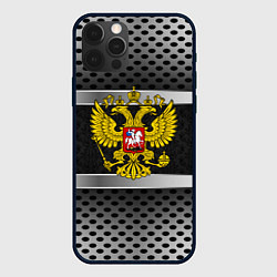 Чехол для iPhone 12 Pro Герб РФ текстура карбон, цвет: 3D-черный