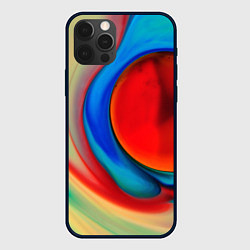 Чехол для iPhone 12 Pro Жидкие цветные краски, цвет: 3D-черный