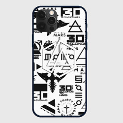 Чехол для iPhone 12 Pro Linkin park pattern 30 second to mars, цвет: 3D-черный