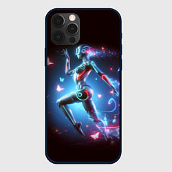 Чехол для iPhone 12 Pro Cyber girl and butterflies - neon glow fantasy, цвет: 3D-черный