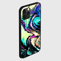 Чехол для iPhone 12 Pro Абстракция смесь красок сине-зелёный, цвет: 3D-черный — фото 2