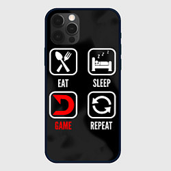 Чехол для iPhone 12 Pro Eat, sleep, Deadlock, repeat, цвет: 3D-черный