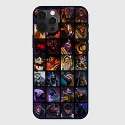 Чехол для iPhone 12 Pro Dota 2 - все персонажи, цвет: 3D-черный