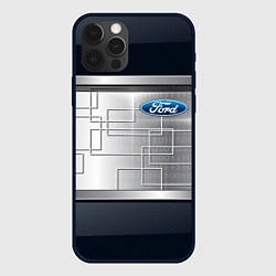 Чехол для iPhone 12 Pro FORD текстура из метала, цвет: 3D-черный