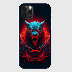 Чехол для iPhone 12 Pro Агрессивный волк в цепях, цвет: 3D-черный