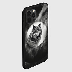 Чехол для iPhone 12 Pro Голова серого волка, цвет: 3D-черный — фото 2