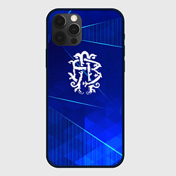 Чехол для iPhone 12 Pro Nickelback blue poly, цвет: 3D-черный