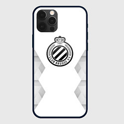 Чехол для iPhone 12 Pro Club Brugge white poly, цвет: 3D-черный