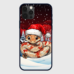 Чехол для iPhone 12 Pro Новогодняя змейка и снегопад, цвет: 3D-черный