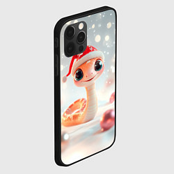Чехол для iPhone 12 Pro Новогодняя милая розовая змейка, цвет: 3D-черный — фото 2