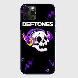Чехол для iPhone 12 Pro Deftones неоновый череп, цвет: 3D-черный