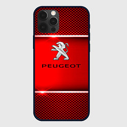Чехол для iPhone 12 Pro Peugeot metal steel, цвет: 3D-черный