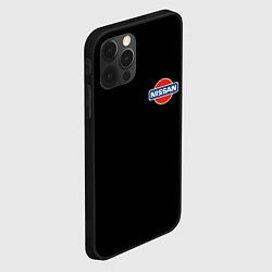 Чехол для iPhone 12 Pro Nissan logo steel, цвет: 3D-черный — фото 2