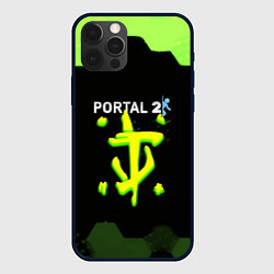Чехол для iPhone 12 Pro Doom x portal 2 зелёные соты, цвет: 3D-черный